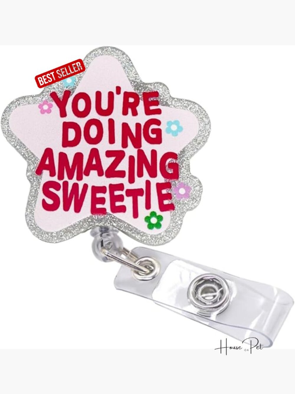 Cute Motivational Nurse Badge Reel Retractable ID Holder with Clip